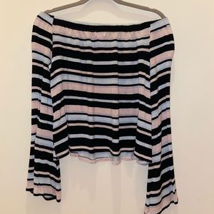 Off the shoulder striped top!